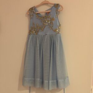 Charming Kids Dress with Gold Embroidery
